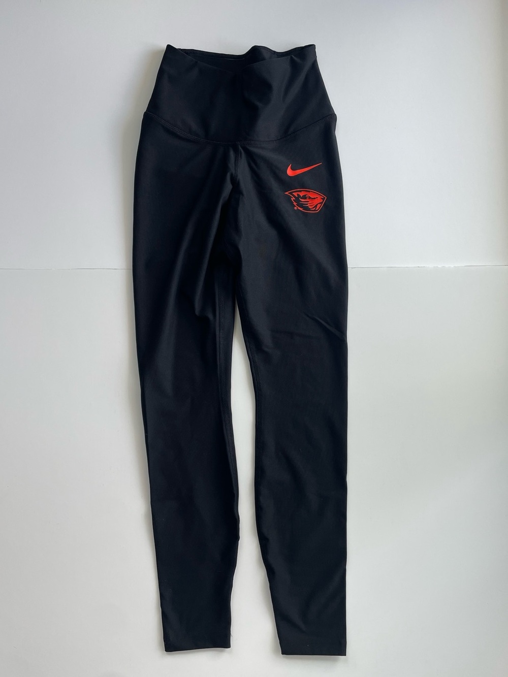 Nike Black High-Waist Leggings with Orange Swoosh